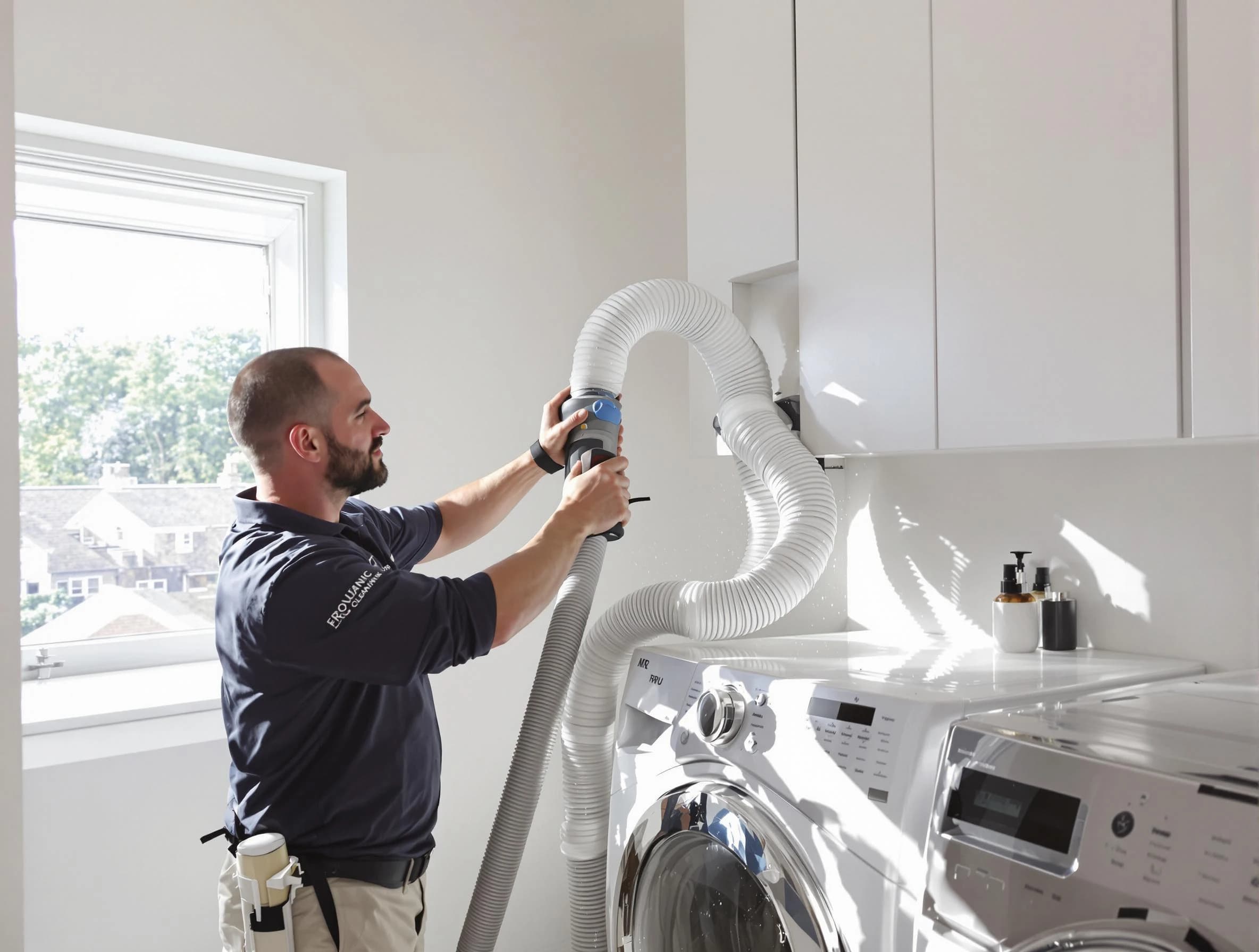 Certified Woods Cross Dryer Vent Cleaning technician performing dryer vent cleaning in Woods Cross
