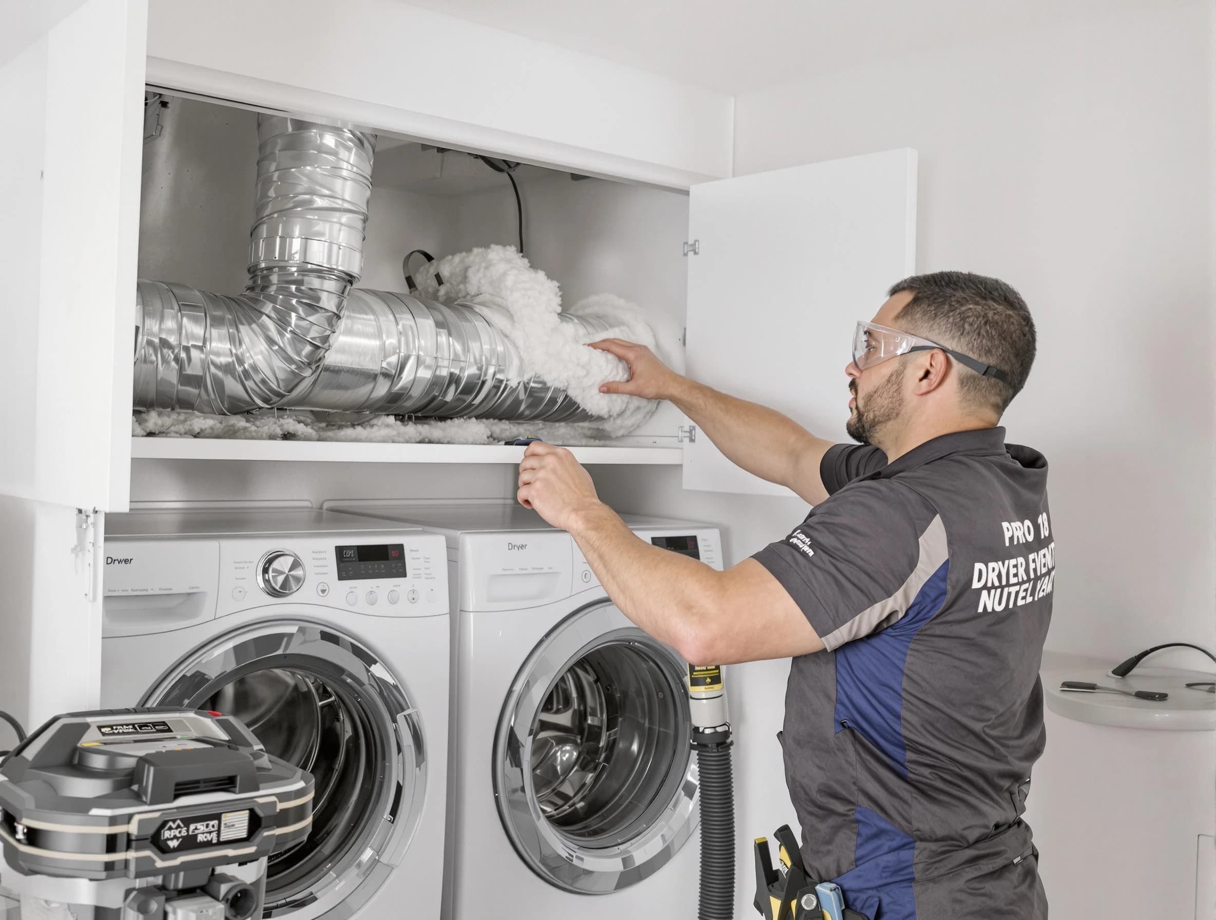 Woods Cross Dryer Vent Cleaning certified technician performing specialized gas dryer vent cleaning in Woods Cross
