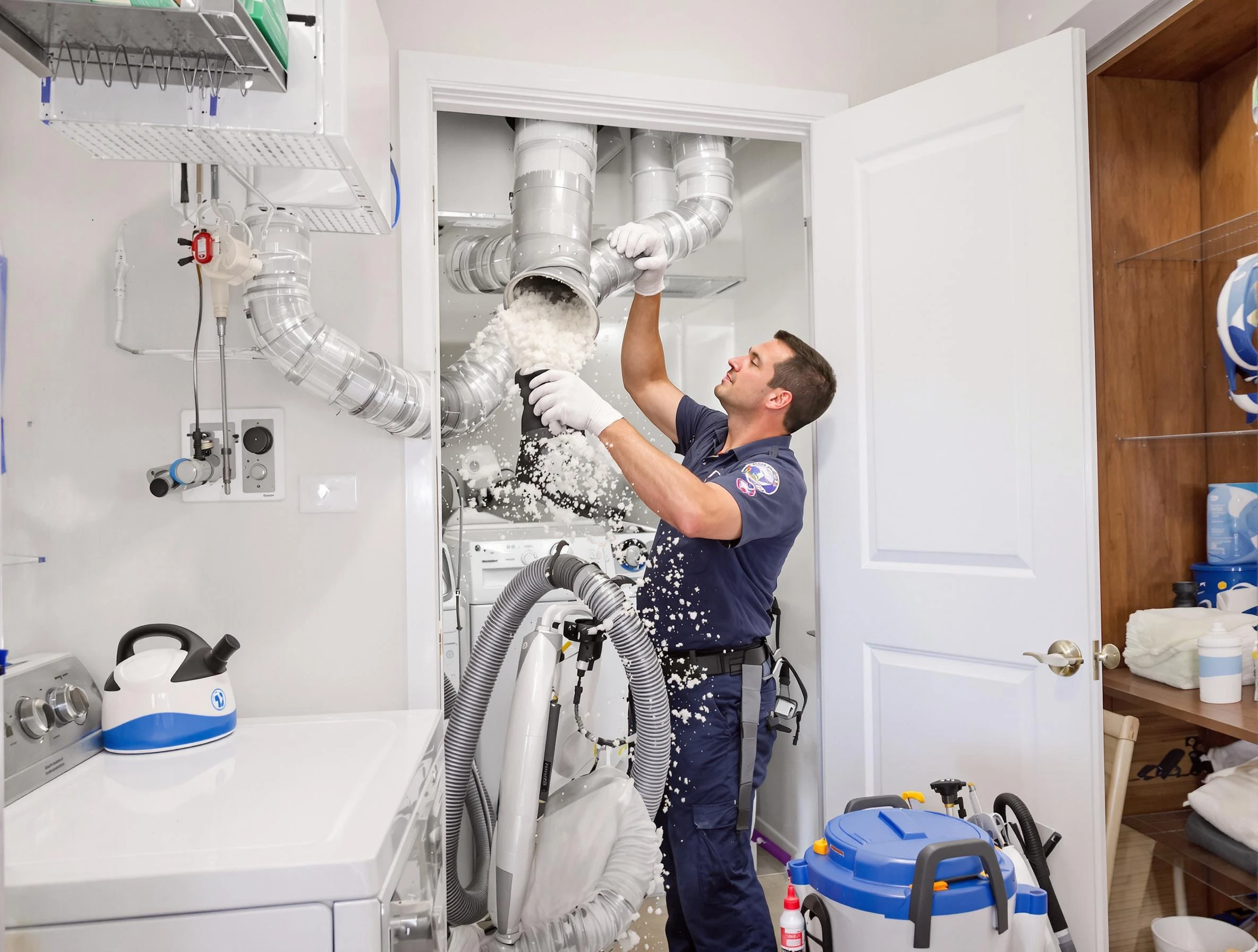 Woods Cross Dryer Vent Cleaning technician delivering thorough residential dryer vent cleaning service in Woods Cross